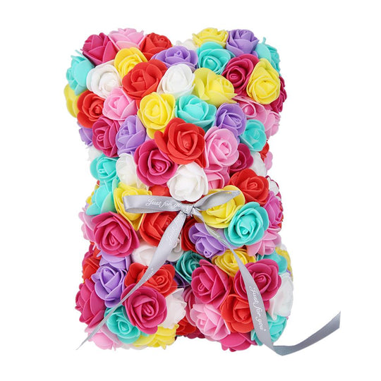 The Rose Bear Studio Gift Wrapped Rose Flower Bear in Pastel Spring - Standard Sized