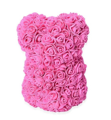 The Rose Bear Studio Gift Wrapped Rose Flower Bear in Fuschia Pink - Standard Sized